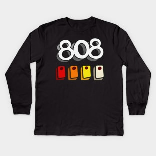 808 Drum Machine Button Grid Design - Electronic Music Fan Art Kids Long Sleeve T-Shirt